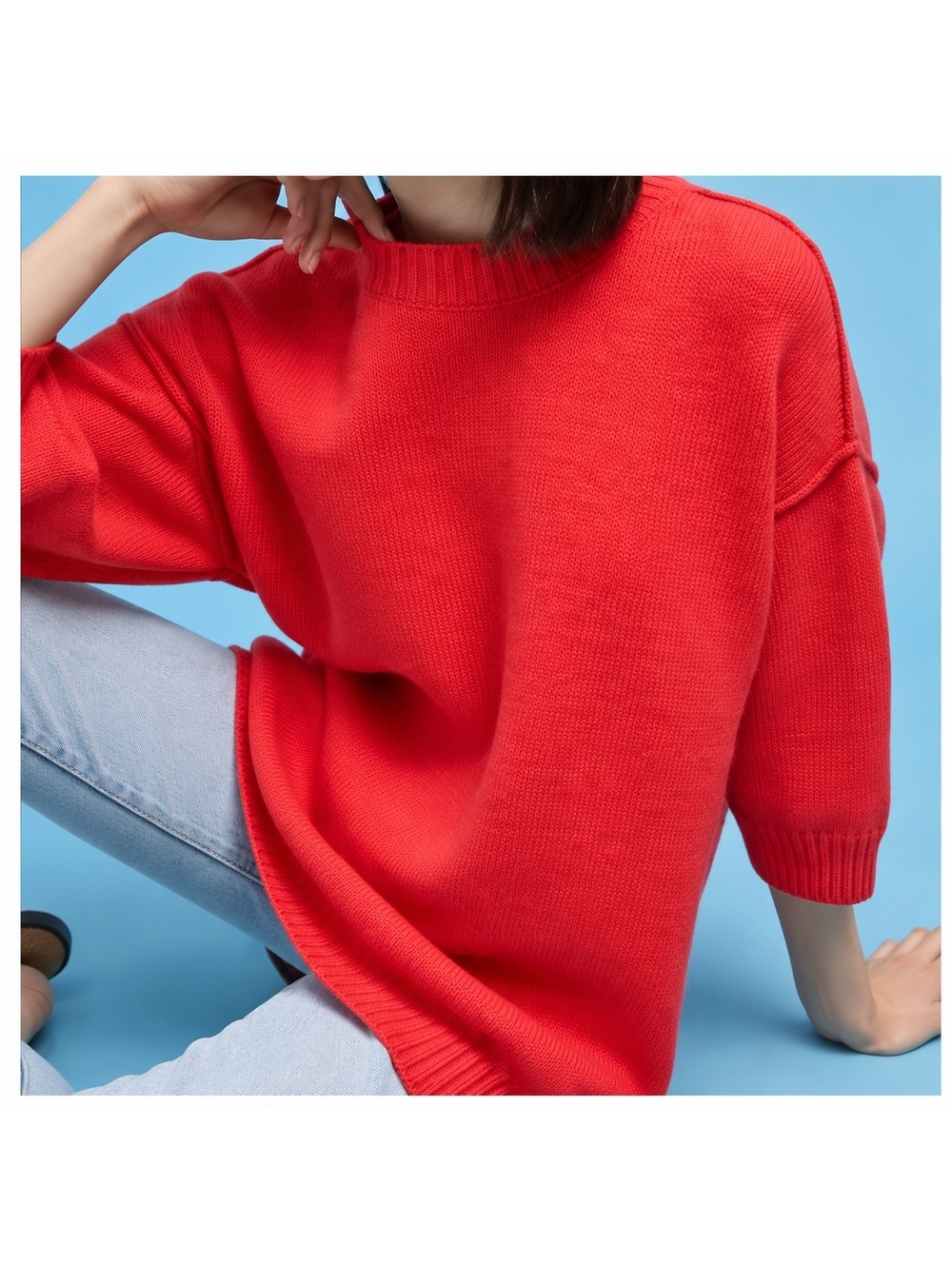 Anthropologie Moth Red Wool Alpaca Blend Long Tunic Sweater Size S